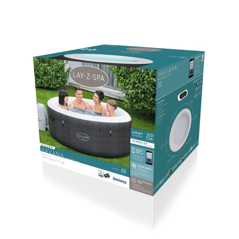 Lay-Z-Spa® 60035 Havana Smart Signature AirJet™  Şişme Spa Havuzu, Mobil Uygulama Kontrollü, 2-4 kişilik