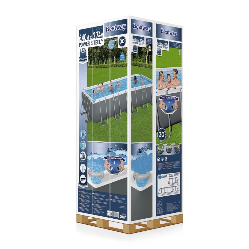 Bestway® 5611Z Power Steel™ Prefabrik Yer Üstü Havuz Seti 6,40 m x 2,74 m x 1,32 m