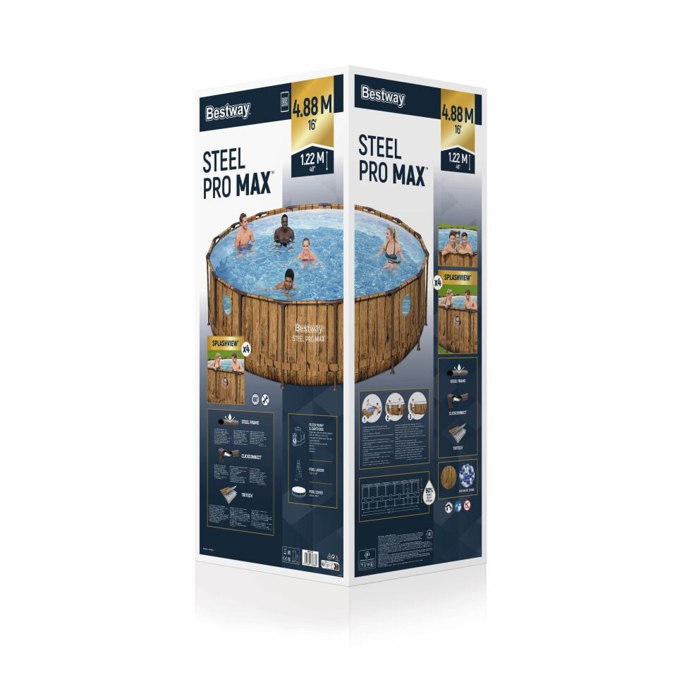 Bestway® 56725 Power Steel™ Vista Serisi 2-  Prefabrik Yer Üstü Havuz Seti 4,88 m x 1,22 m