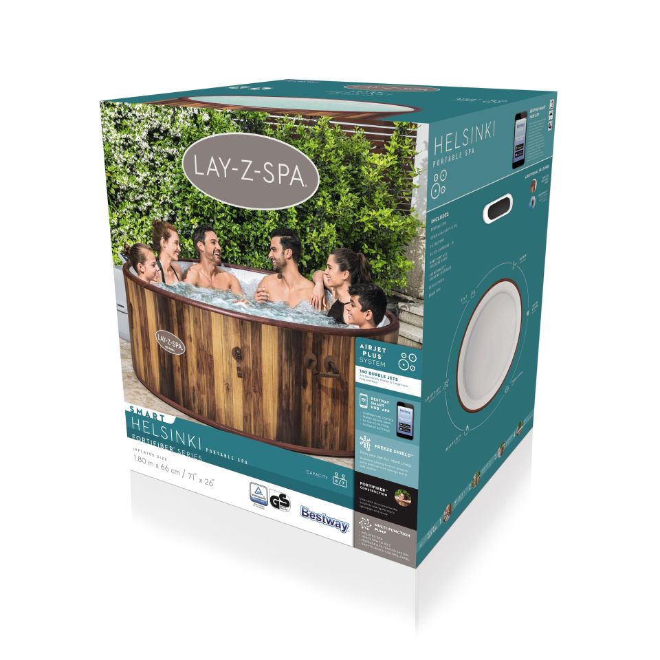 Lay-Z-Spa® 60025 Helsinki Smart AirJet Plus™ Şişme Spa Havuzu, Mobil Uygulama Kontrollü, 5-7 kişilik