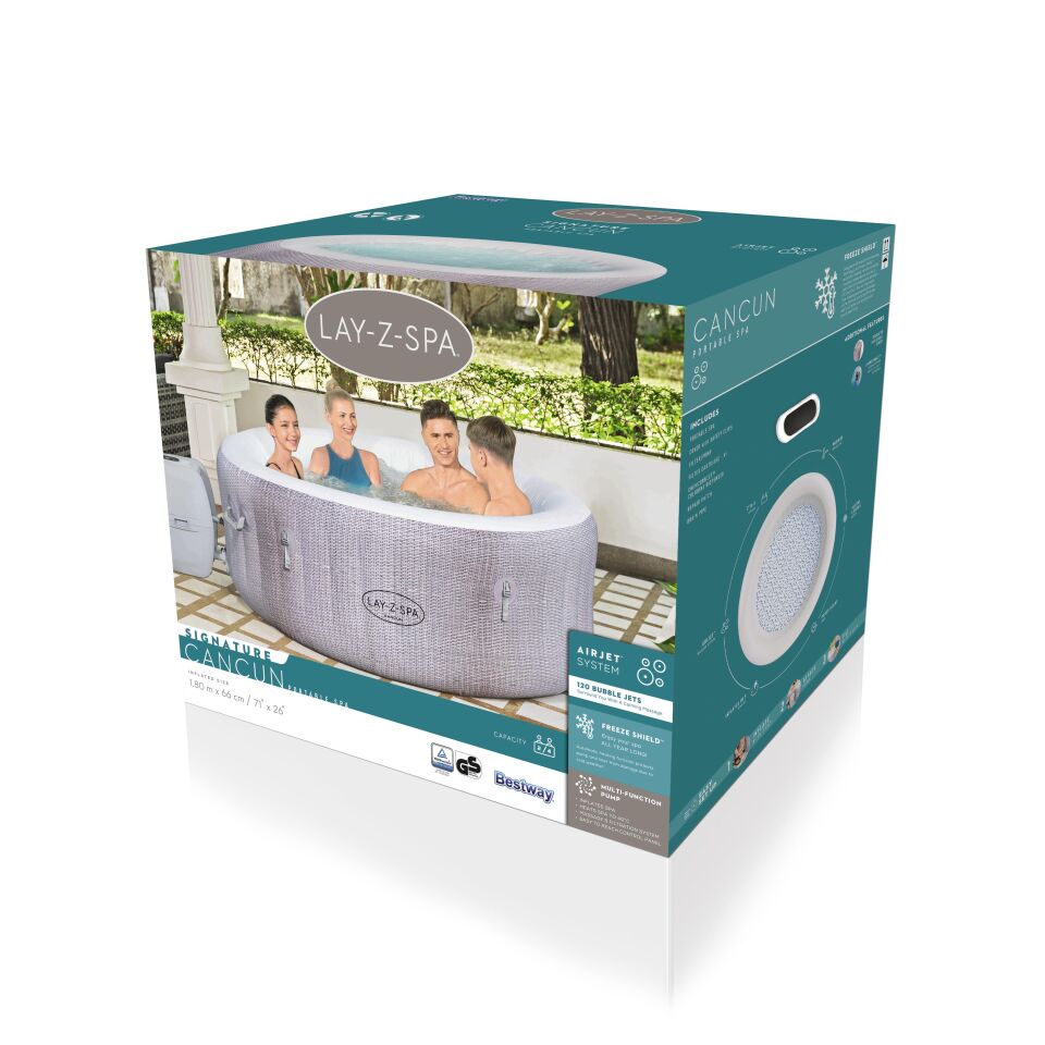 Lay-Z-Spa 60003 Cancun Signature AirJet  Şişme Spa Havuzu, 2-4 kişilik