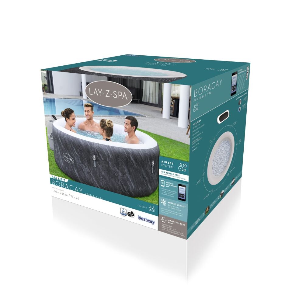 Lay-Z-Spa® Boracay Smart Signature AirJet™ Şişme Spa Havuzu, Mobil Uygulama Kontrollü, 2-4 kişilik