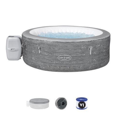 Lay-Z-Spa® 1060179XXX24 Budapest EnergySense Smart AirJet™ Şişme Spa Havuzu ve Enerji Tasarruflu Havuz Üstü Örtüsü, 4-6 kişilik