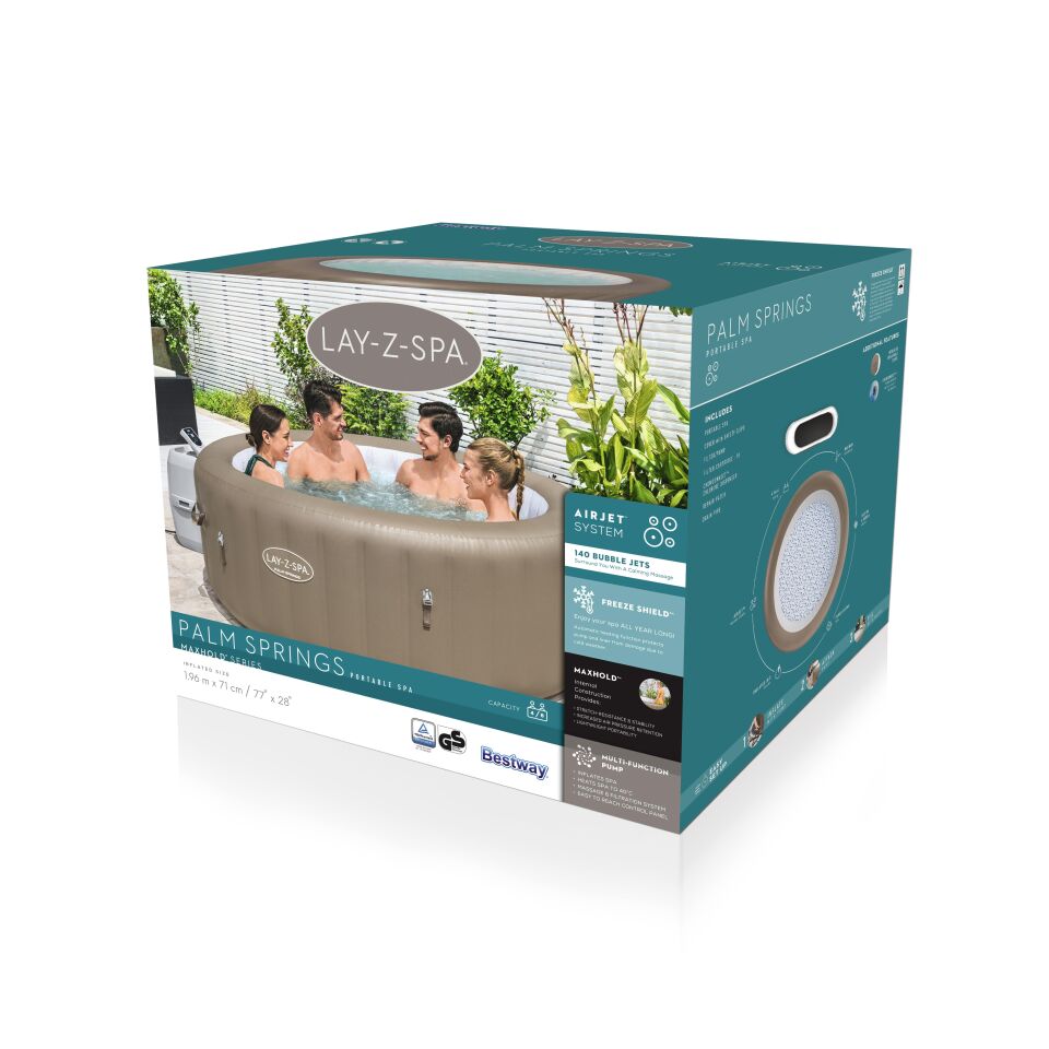 Lay-Z-Spa® Palm Springs AirJet™ Şişme Spa Havuzu, 4-6 kişilik