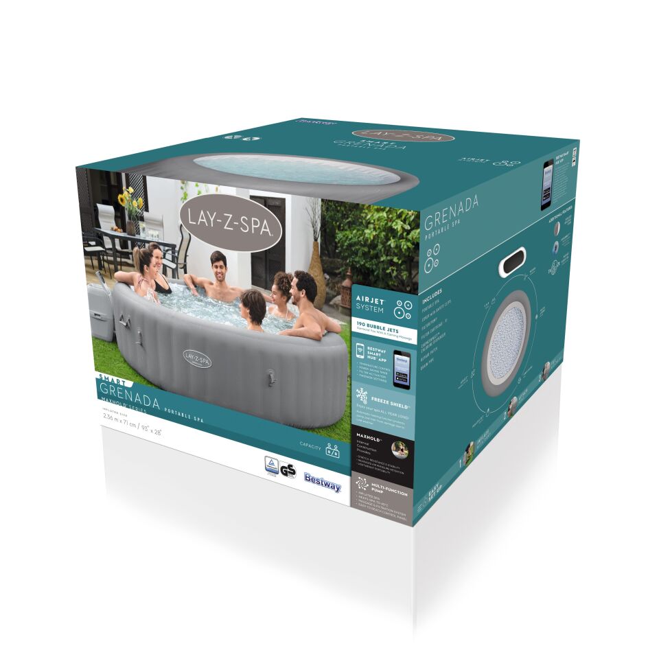 Lay-Z-Spa® 60135 Grenada Smart AirJet™ Şişme Spa Havuzu, 6-8 kişilik