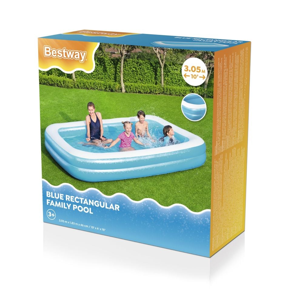 Bestway® 54150 Mavi Dikdörtgen Şişme Çocuk Havuzu