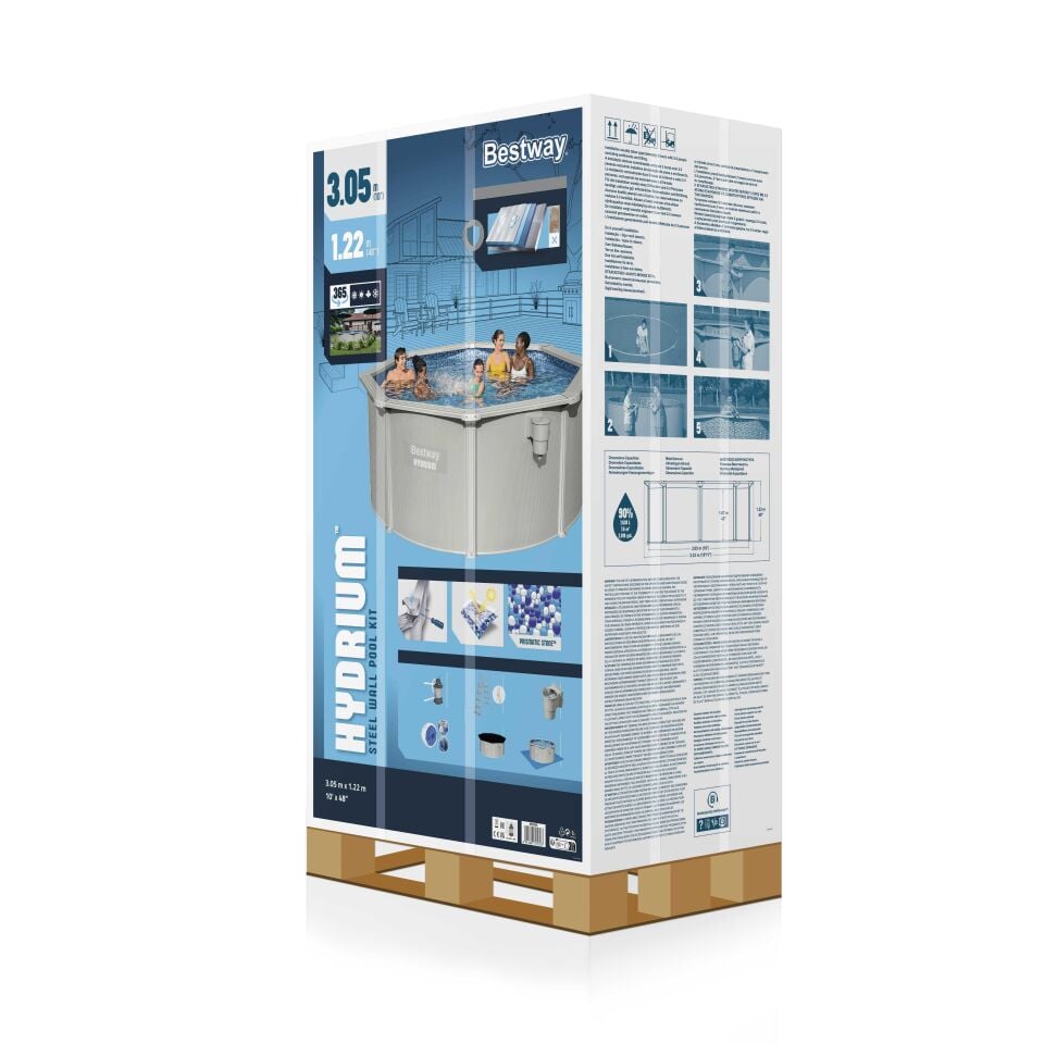 Bestway Prefakrik Havuz Hydrium Çelik Duvarlı Prefabrik Yer Üstü Havuz Seti 3,05m x 1,22 m 56566