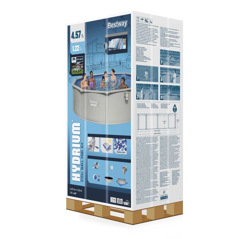 Bestway® 56384 Hydrium™ Çelik Duvarlı Prefabrik Yer Üstü Havuz Seti 4,57 m x 1,22 m