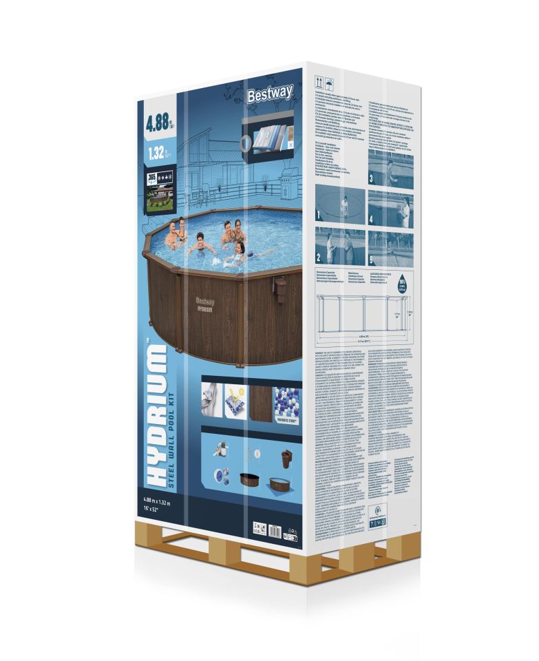 Bestway® 561CU Hydrium™ Çelik Duvarlı Prefabrik Yer Üstü Havuz Seti 4,88 m x 1,32 m