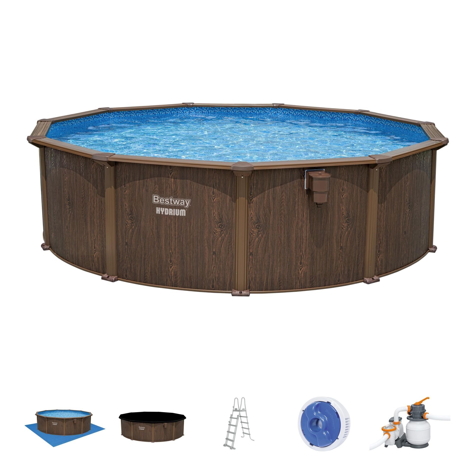 Bestway® 561CU Hydrium™ Çelik Duvarlı Prefabrik Yer Üstü Havuz Seti 4,88 m x 1,32 m