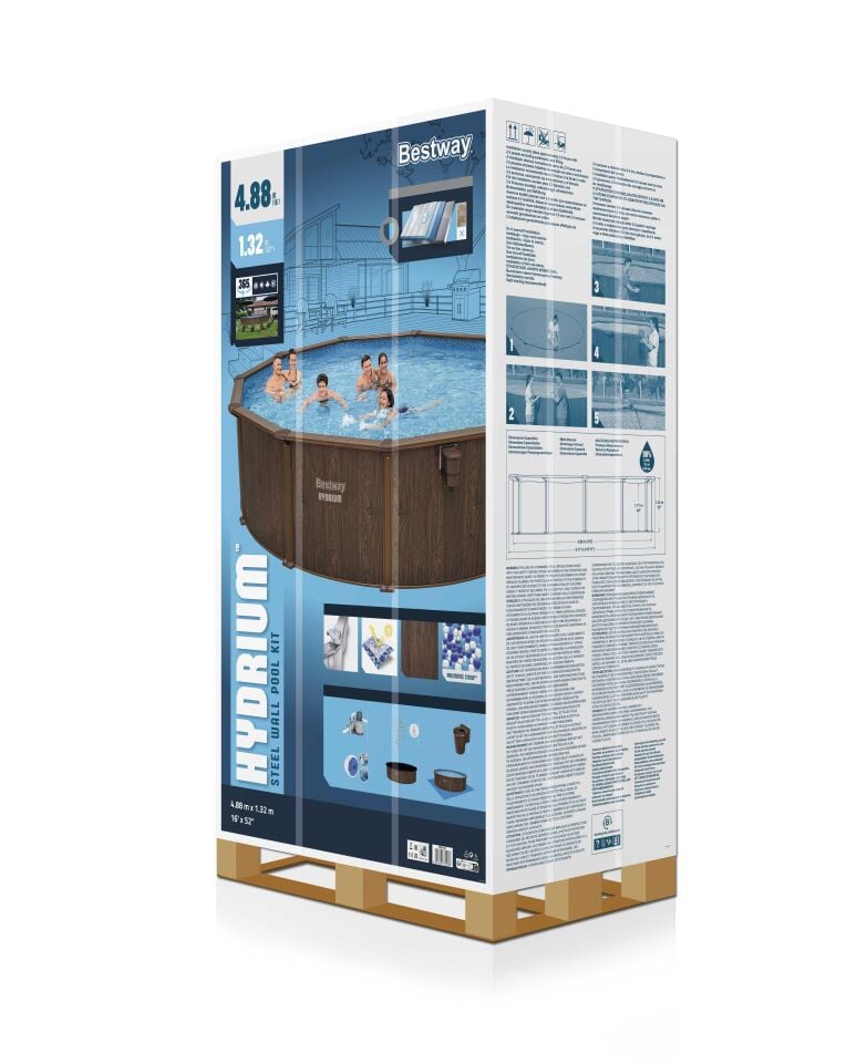 Bestway® 561CU Hydrium™ Çelik Duvarlı Prefabrik Yer Üstü Havuz Seti 4,88 m x 1,32 m