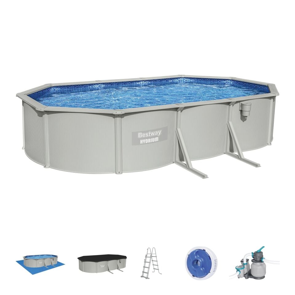 Bestway® Hydrium™ Çelik Duvarlı Prefabrik Yer Üstü Havuz Seti 6,10 m x 3,66 m x 1,22 m