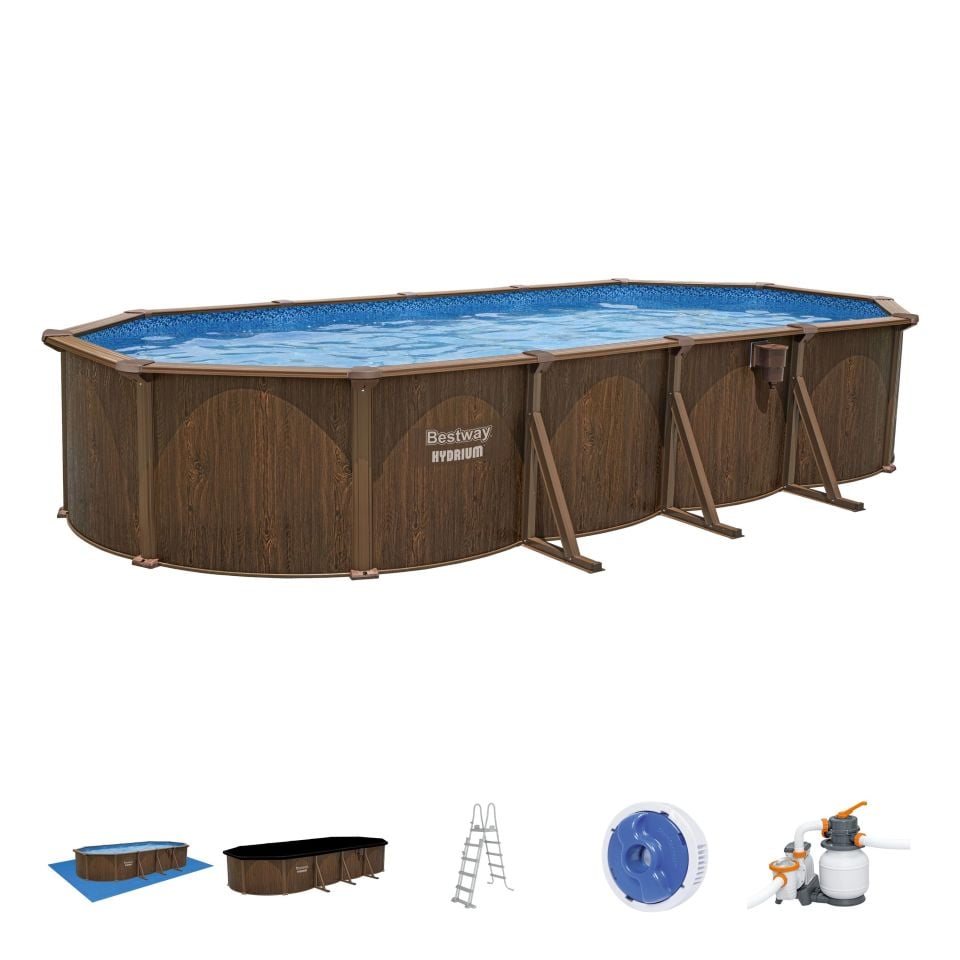 Bestway® 561CW Hydrium™ Çelik Duvarlı Oval Yerüstü Havuz Seti 7,32 m x 3,66 m x 1,32 m