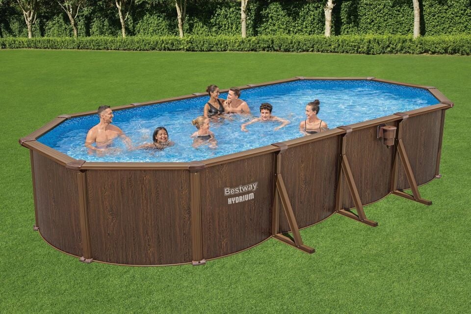 Bestway Prefabrik Havuz Hydrium Çelik Duvarlı Oval Yerüstü Havuz Seti 7,32 m x 3,66 m x 1,32 m 561CW