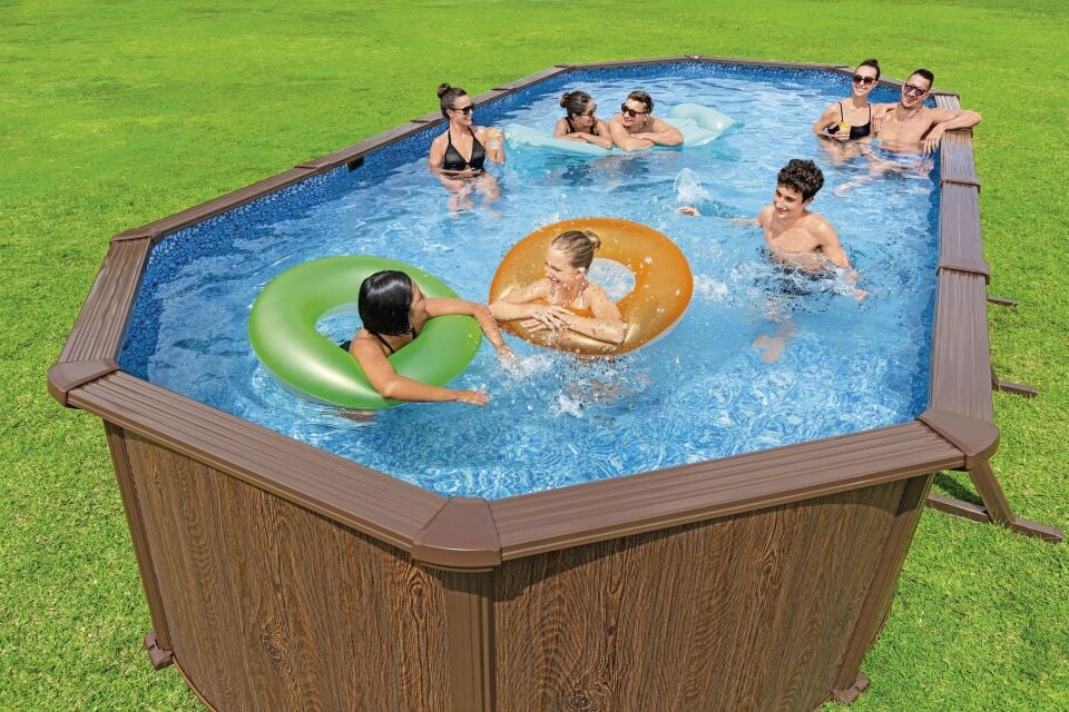 Bestway Prefabrik Havuz Hydrium Çelik Duvarlı Oval Yerüstü Havuz Seti 7,32 m x 3,66 m x 1,32 m 561CW