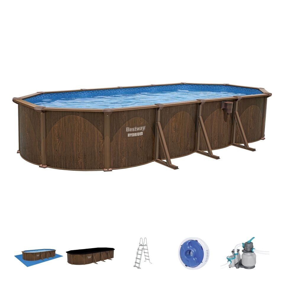 Bestway Prefabrik Havuz Hydrium Çelik Duvarlı Oval Yerüstü Havuz Seti 7,32 m x 3,66 m x 1,32 m 561CW