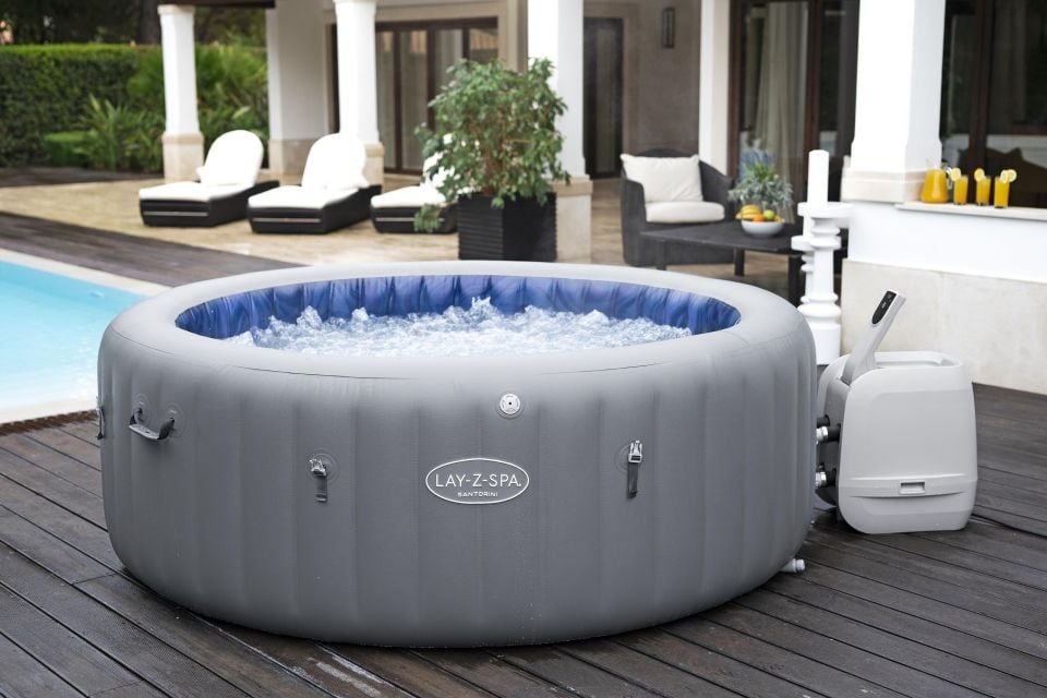 Lay-Z-Spa® 1060075XXX24 Santorini Smart Luxe HydroJet Pro™ Şişme Spa Havuzu, Mobil Uygulama Kontrollü, 5-7 kişilik