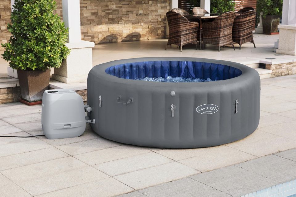 Lay-Z-Spa® 1060075XXX24 Santorini Smart Luxe HydroJet Pro™ Şişme Spa Havuzu, Mobil Uygulama Kontrollü, 5-7 kişilik