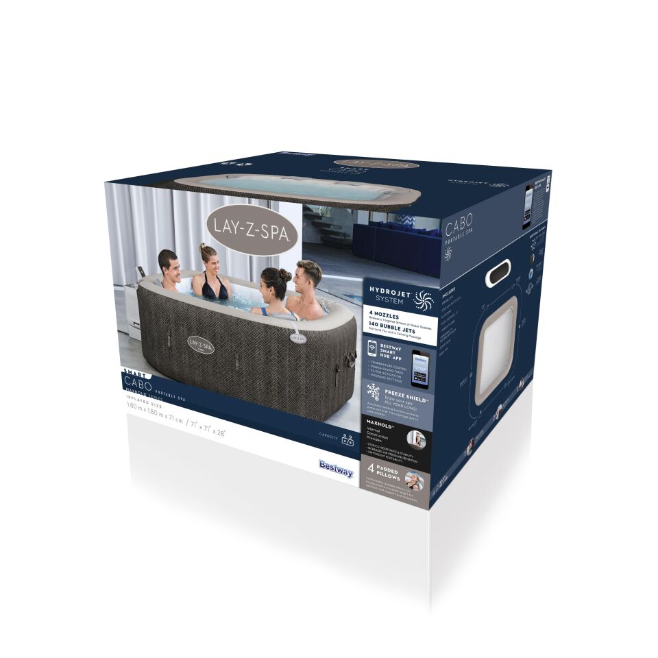 Lay-Z-Spa® Cabo Smart HydroJet™ Şişme Spa Havuzu, Mobil Uygulama Kontrollü, 4-6 kişilik