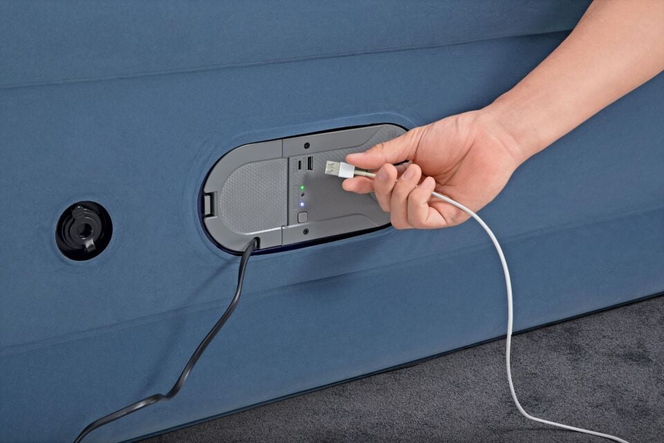 Bestway®  AlwayzAire™ Geniş Çift Kişilik Şişme Yatak, Entegre İki Yönlü Şişirme Aparatı ve Antimikrobiyal Kaplama 2.03 m x 1.52 m x 46 cm