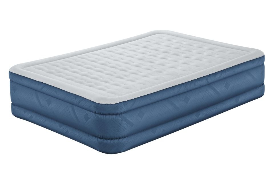Bestway® 69075 Fortech™ Snugable Top™ Geniş Çift Kişilik Şişme Yatak, Elektrikli Entegre Şişirme Aparatı ve Antimikrobiyal Kaplama 2.03 m x 1.52 m x 46 cm