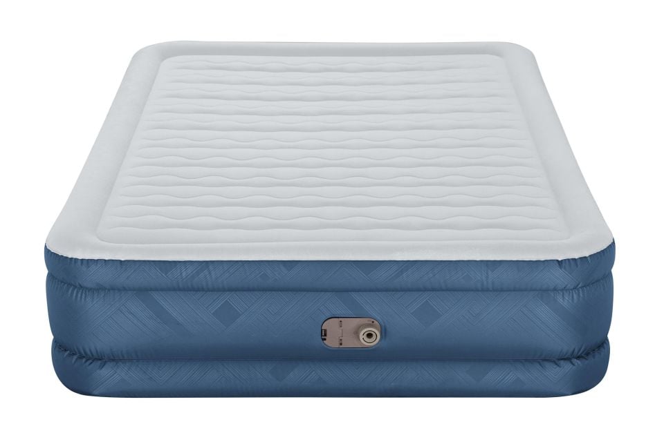Bestway® 69075 Fortech™ Snugable Top™ Geniş Çift Kişilik Şişme Yatak, Elektrikli Entegre Şişirme Aparatı ve Antimikrobiyal Kaplama 2.03 m x 1.52 m x 46 cm