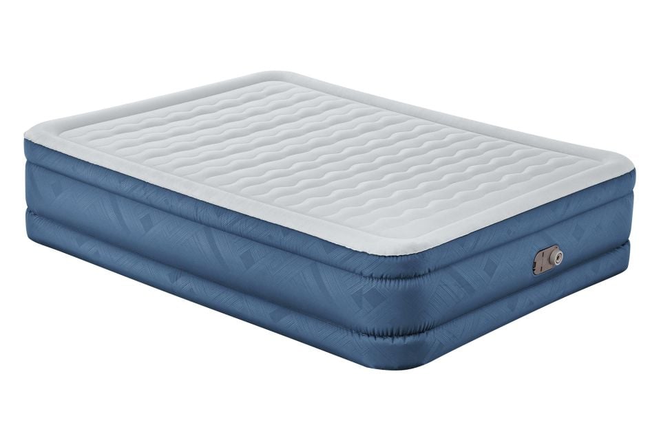 Bestway® 69075 Fortech™ Snugable Top™ Geniş Çift Kişilik Şişme Yatak, Elektrikli Entegre Şişirme Aparatı ve Antimikrobiyal Kaplama 2.03 m x 1.52 m x 46 cm
