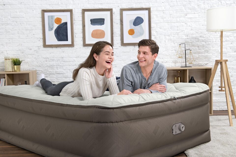 Bestway®  Fortech® Duvet Top Geniş Çift Kişilik Şişme Yatak ve Elektrikli Entegre Şişirme Aparatı 2.03 m x 1.52 m x 51 cm