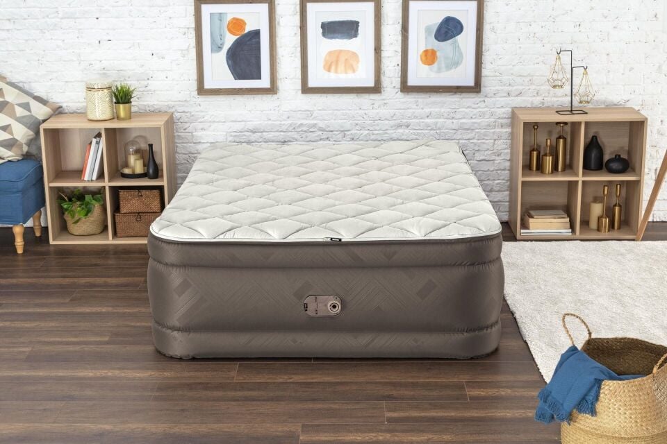 Bestway 69145 Fortech Yorgan Yüzeyli Çift Kişilik Dahili Pompalı Şişme Yatak 2.03m x 1.52m x 51cm