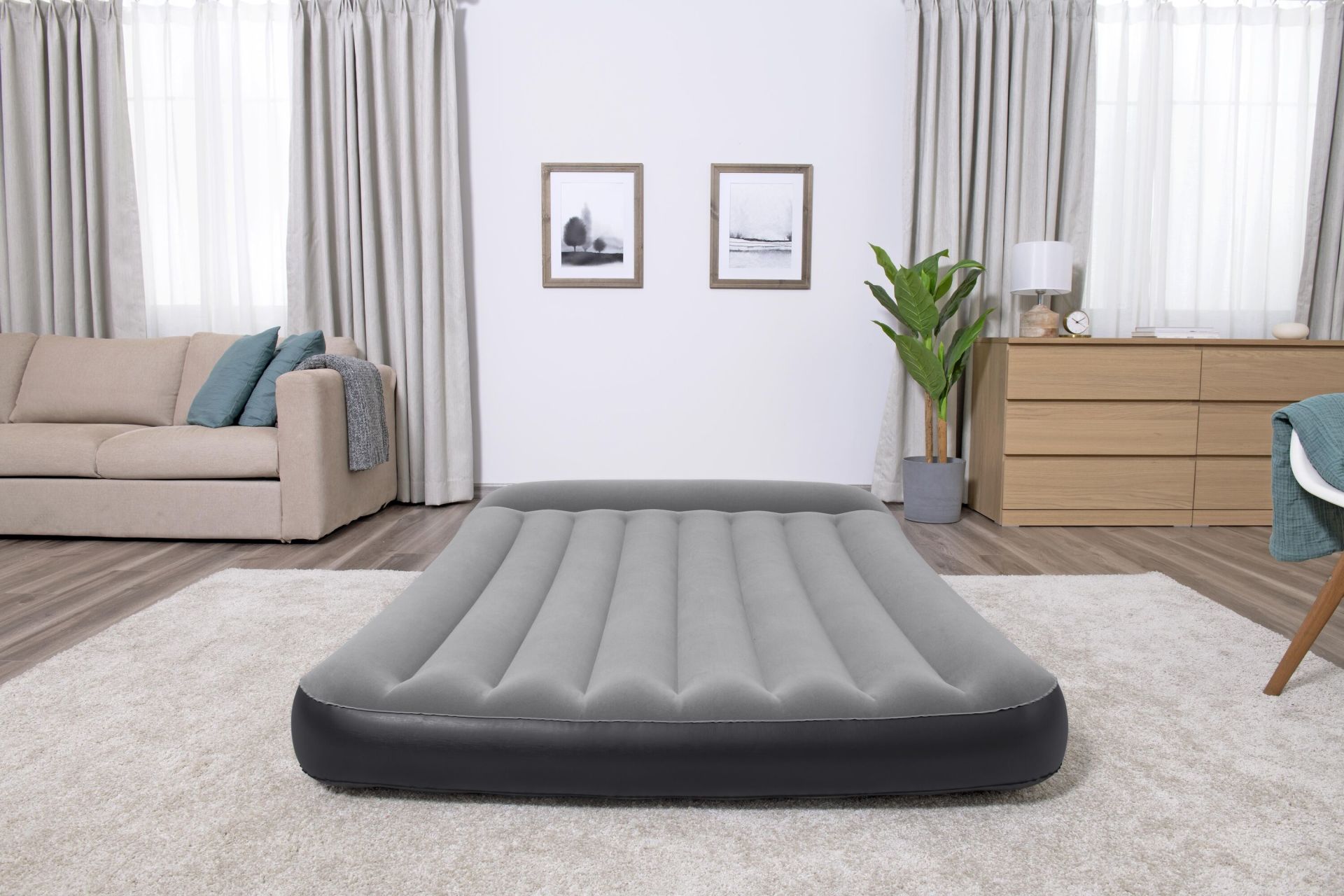 Bestway® 67462 Tritech™ Çift Kişilik Şişme Yatak ve Entegre Şişirme Aparatı 1.91 m x 1.37 m x 30 cm