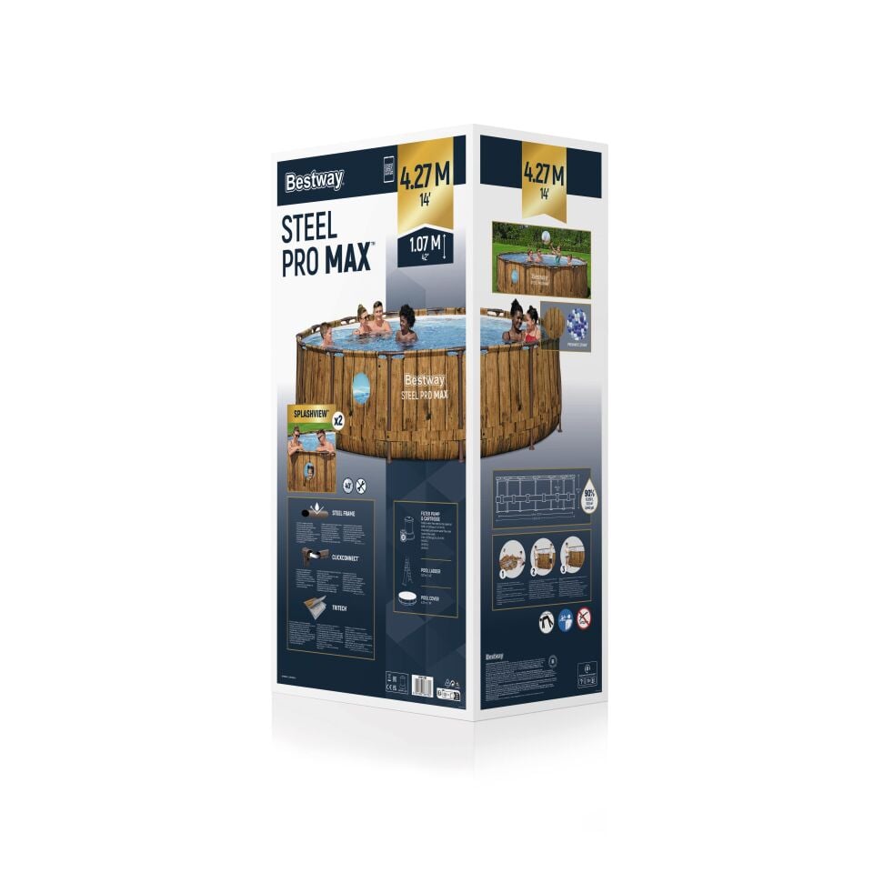 Bestway Prefabrik Havuz Steel Pro MAX  Splashview Çember Yerüstü Havuz Seti 4,27 m x 1,07 m 561JM