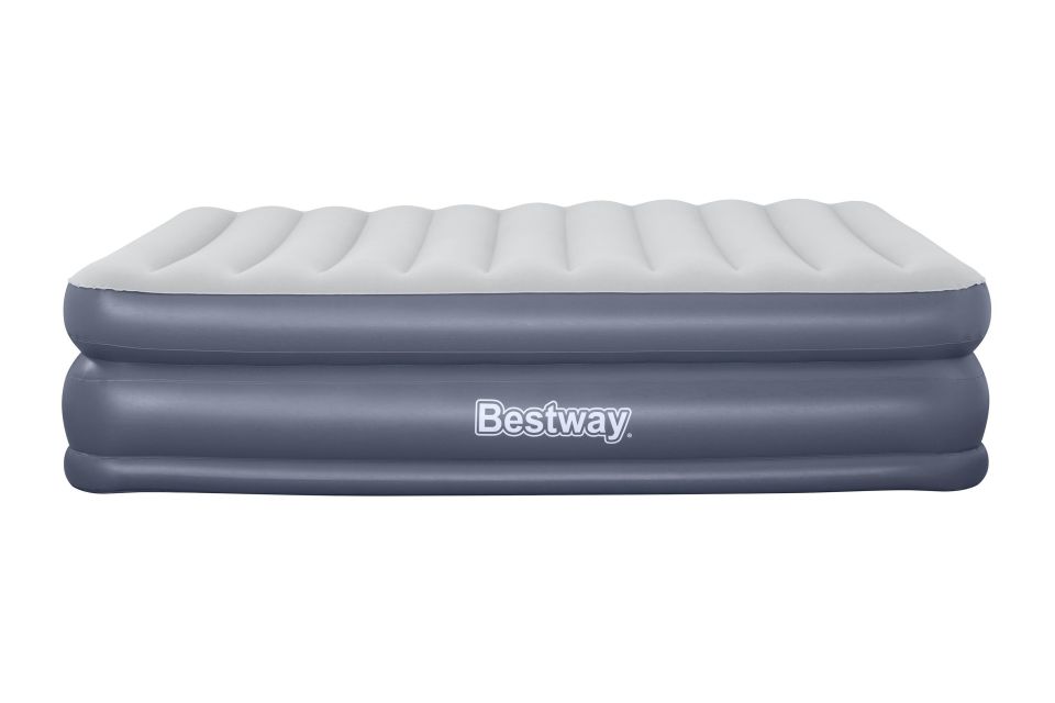 Bestway® 1067925XXX23 Tritech™ QuadComfort™ Geniş Çift Kişilik Şişme Yatak, Entegre Elektrikli Şişirme Aparatı ve Antimikrobiyal Kaplama 2.03 m x 1.52 m x 51 cm