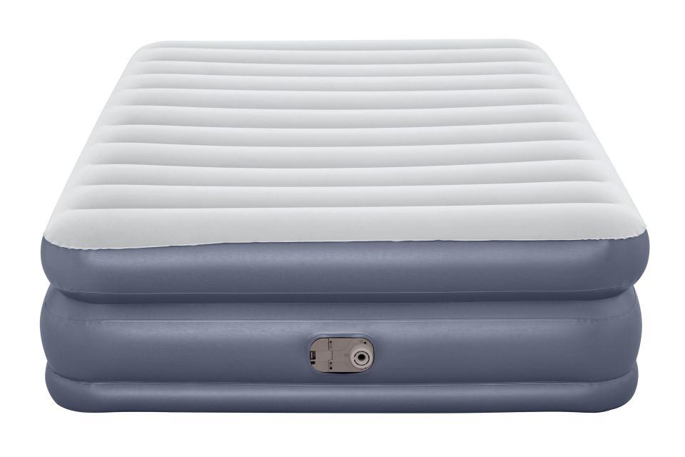 Bestway® 1067925XXX23 Tritech™ QuadComfort™ Geniş Çift Kişilik Şişme Yatak, Entegre Elektrikli Şişirme Aparatı ve Antimikrobiyal Kaplama 2.03 m x 1.52 m x 51 cm