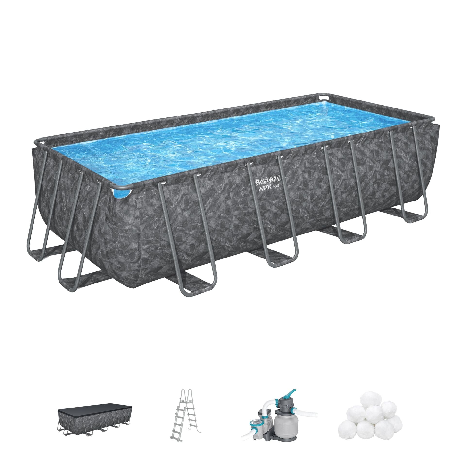 APX 365 18'' x 9'' x 52''/5.49m x 2.74m x 1.32m Rectangular Pool Set