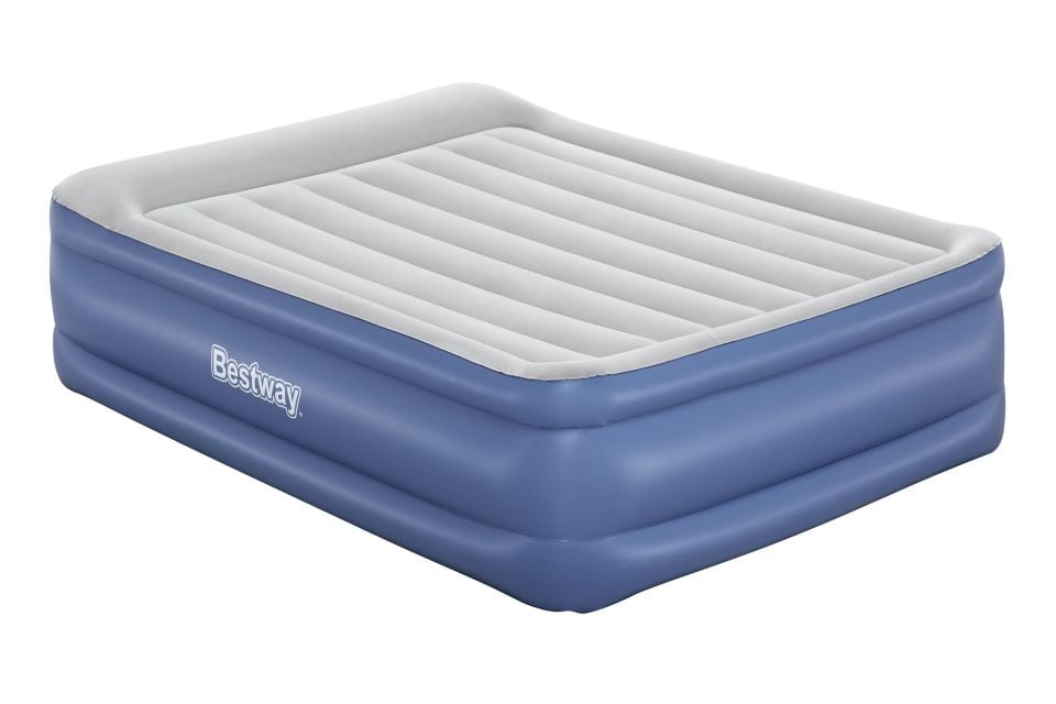 Bestway® 1067614XXX23 Tritech™ Geniş Çift Kişilik Şişme Yatak, Entegre Elektrikli Şişirme Aparatı ve Antimikrobiyal Kaplama 2.03 m x 1.52 m x 56 cm