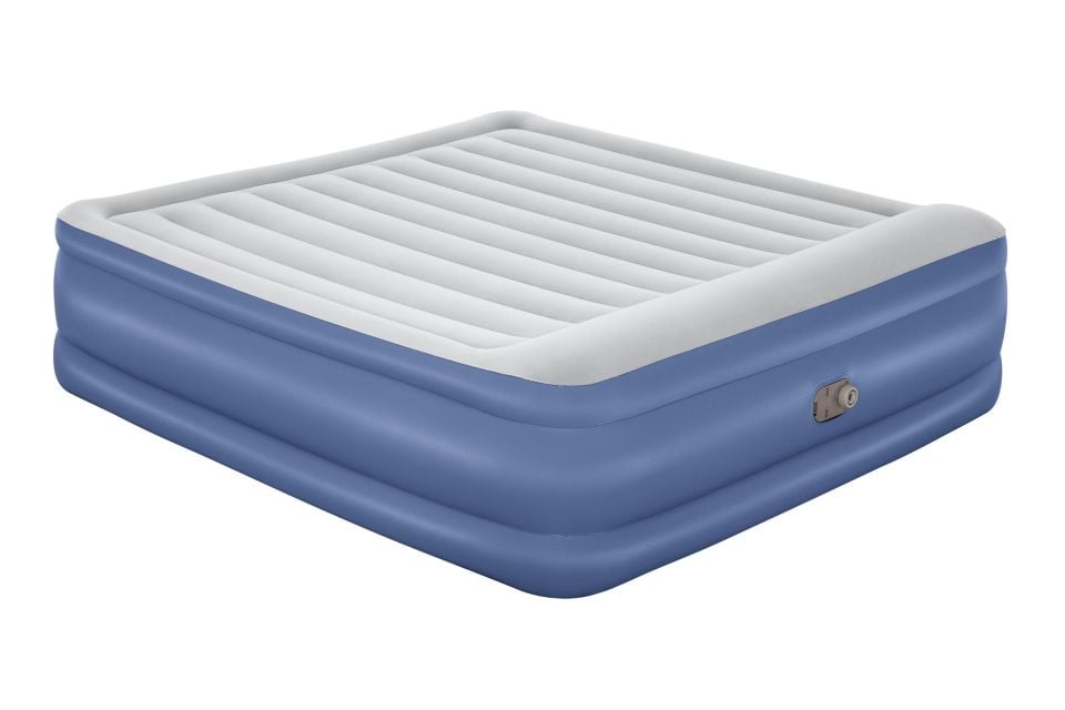 Bestway® 1067692XXX23 Tritech™ Ekstra Geniş Çift Kişilik Şişme Yatak, Entegre Elektrikli Şişirme Aparatı ve Antimikrobiyal Kaplama 2.03 m x 1.93 m x 56 cm