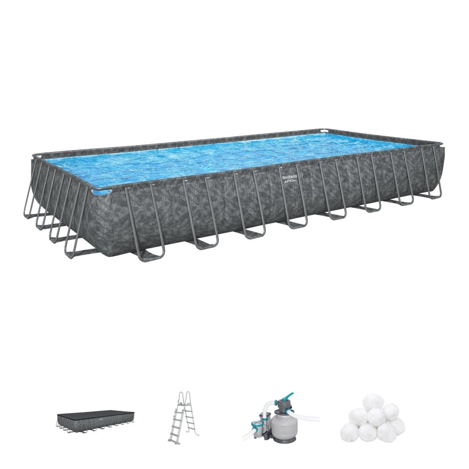Bestway Prefabrik Havuz APX 365  Dikdörtgen Prefabrik Havuz Seti 9,56 m x 4,88 m x 1,32 m 561KJ