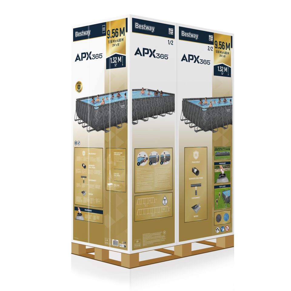 Bestway® APX 365™ 561KJ Dikdörtgen Prefabrik Havuz Seti 9,56 m x 4,88 m x 1,32 m