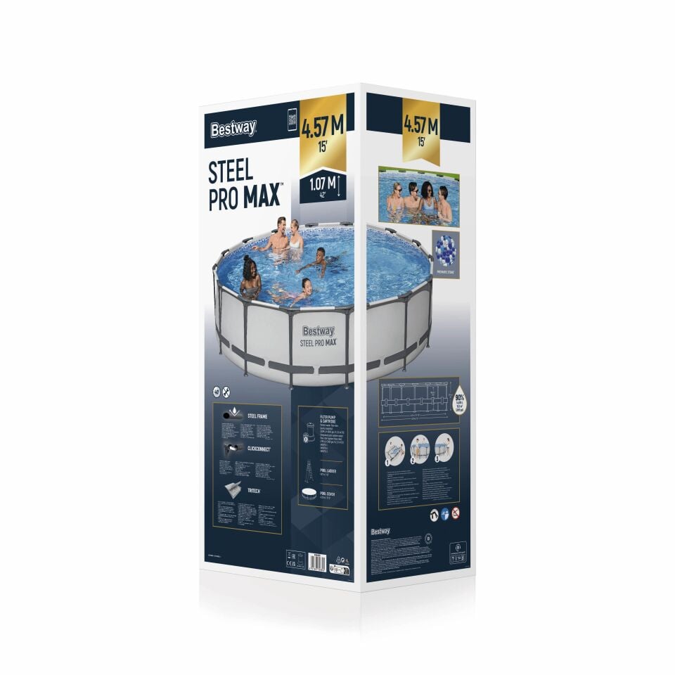 Bestway Prefabrik Havuz Steel Pro MAX Prefabrik Yer Üstü Havuz Seti 4,57 m x 1,07 m 56488