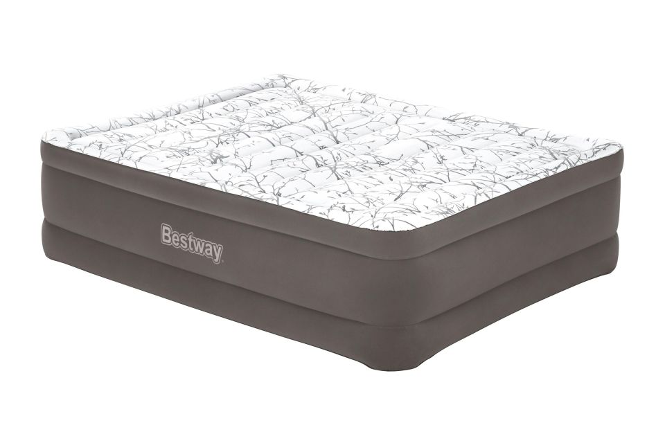 Bestway® 106713EXXX23 Tritech™ Fashion Flock™ Geniş Çift Kişilik Şişme Yatak, Entegre Elektrikli Şişirme Aparatı ve Antimikrobiyal Kaplama 2.03 m x 1.52 m x 56 cm