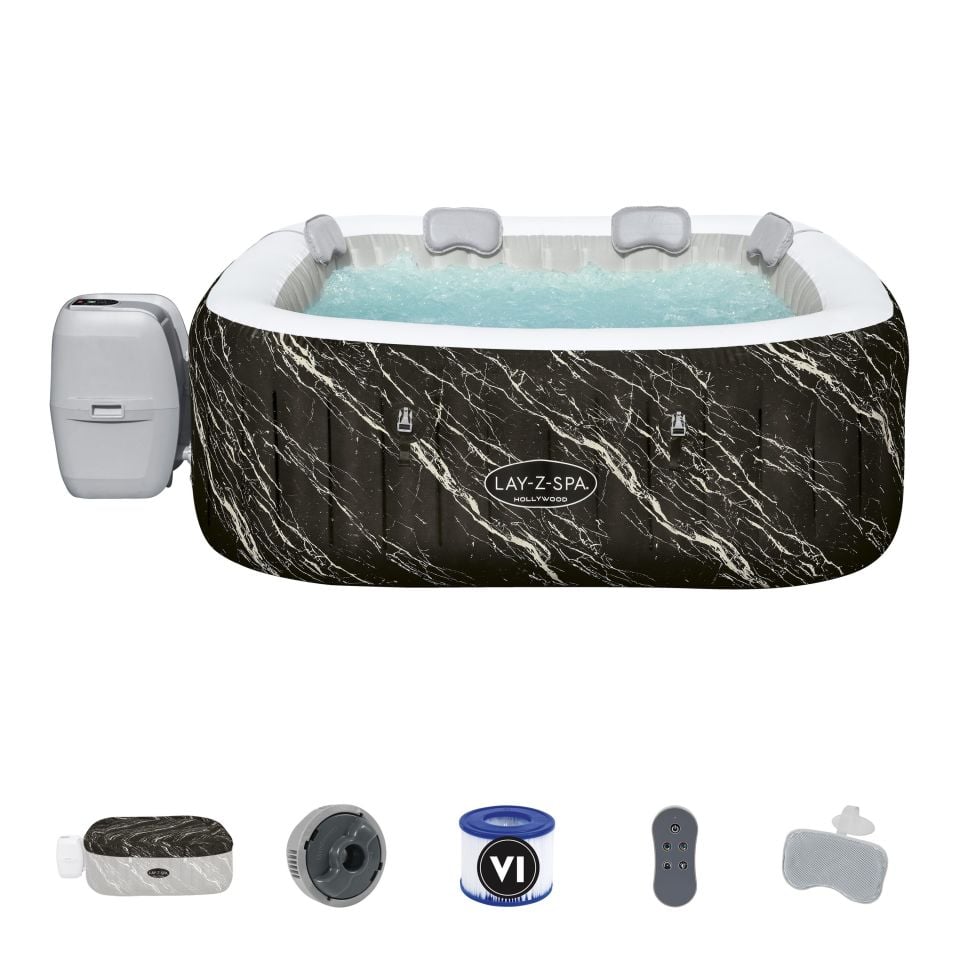 Lay-Z-Spa® 6001F Hollywood Energy-Efficient Luxe AirJet™ Şişme Spa Havuzu, LED ışıklı, 4-6 kişilik