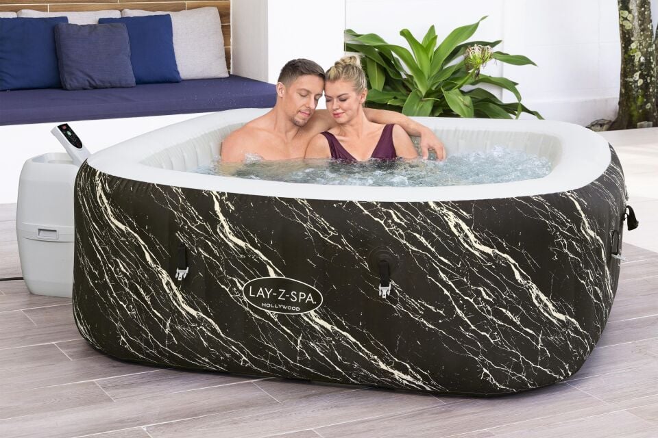 Lay-Z-Spa 6001F Hollywood Energy-Efficient Luxe AirJet Şişme Spa Havuzu, LED ışıklı, 4-6 kişilik