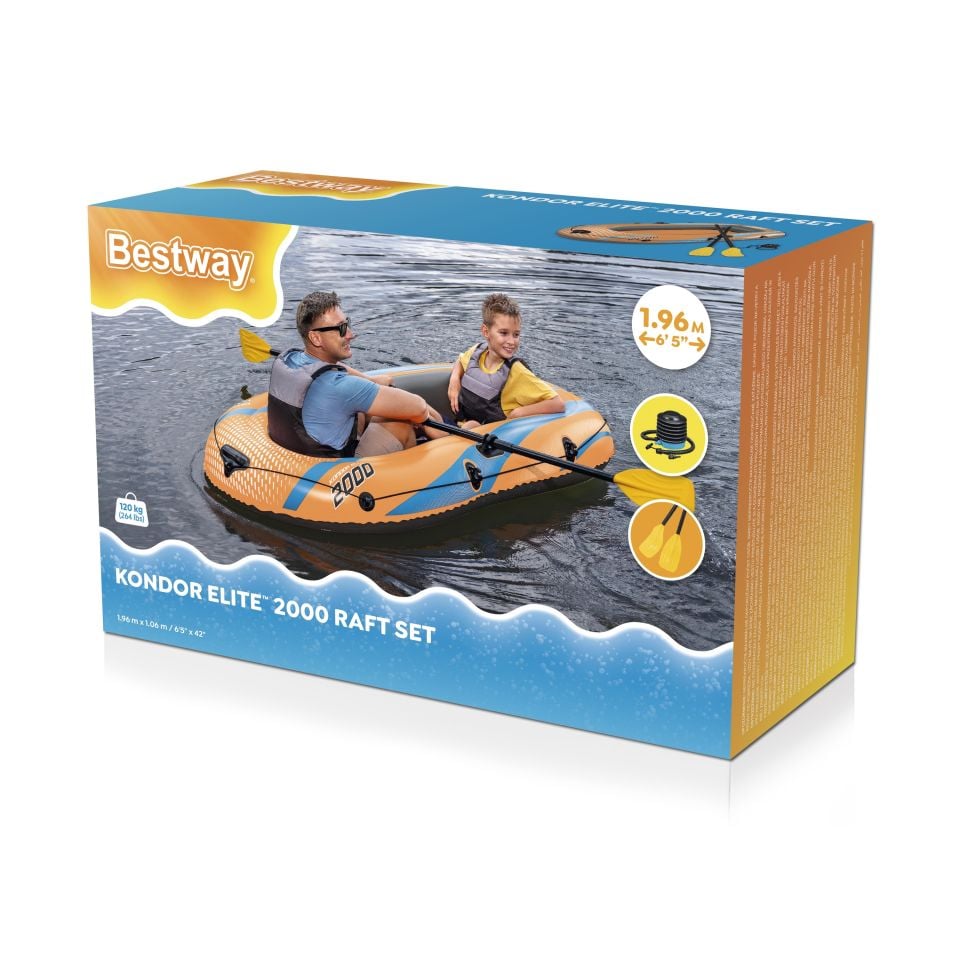 Bestway® 61141 Kondor Elite™ 2000 Şişme Bot Seti 1,96 m x 1,06 m