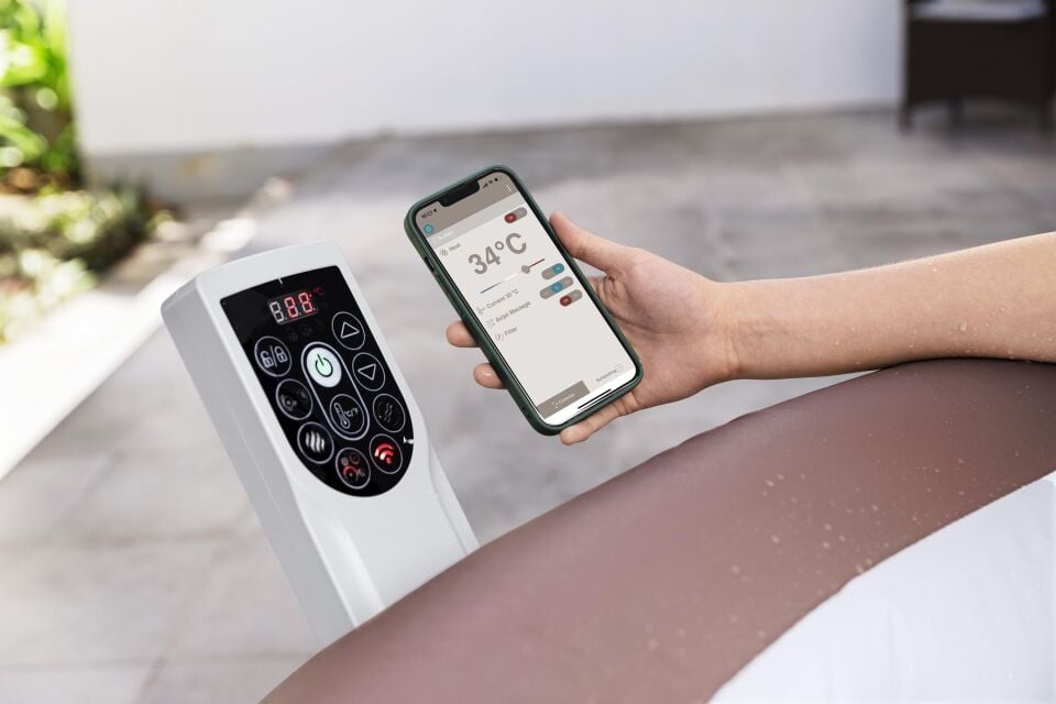 Lay-Z-Spa® Hawaii Smart AirJet™ Enerji Tasarruflu Şişme Spa Havuzu, Mobil Uygulama Kontrollü, 4-6 kişilik