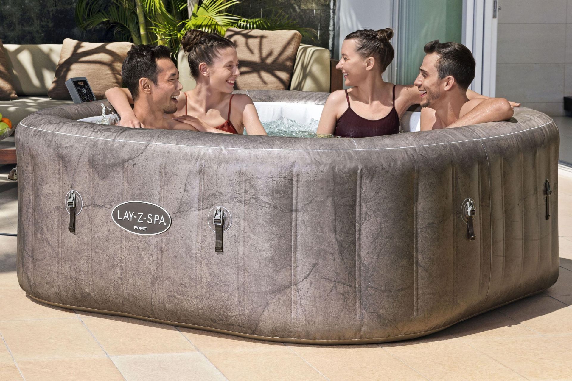 Lay-Z-Spa® 6001K Rome Smart AirJet™ Enerji Tasarruflu Şişme Spa Havuzu, Mobil Uygulama Kontrollü, 4-6 kişilik