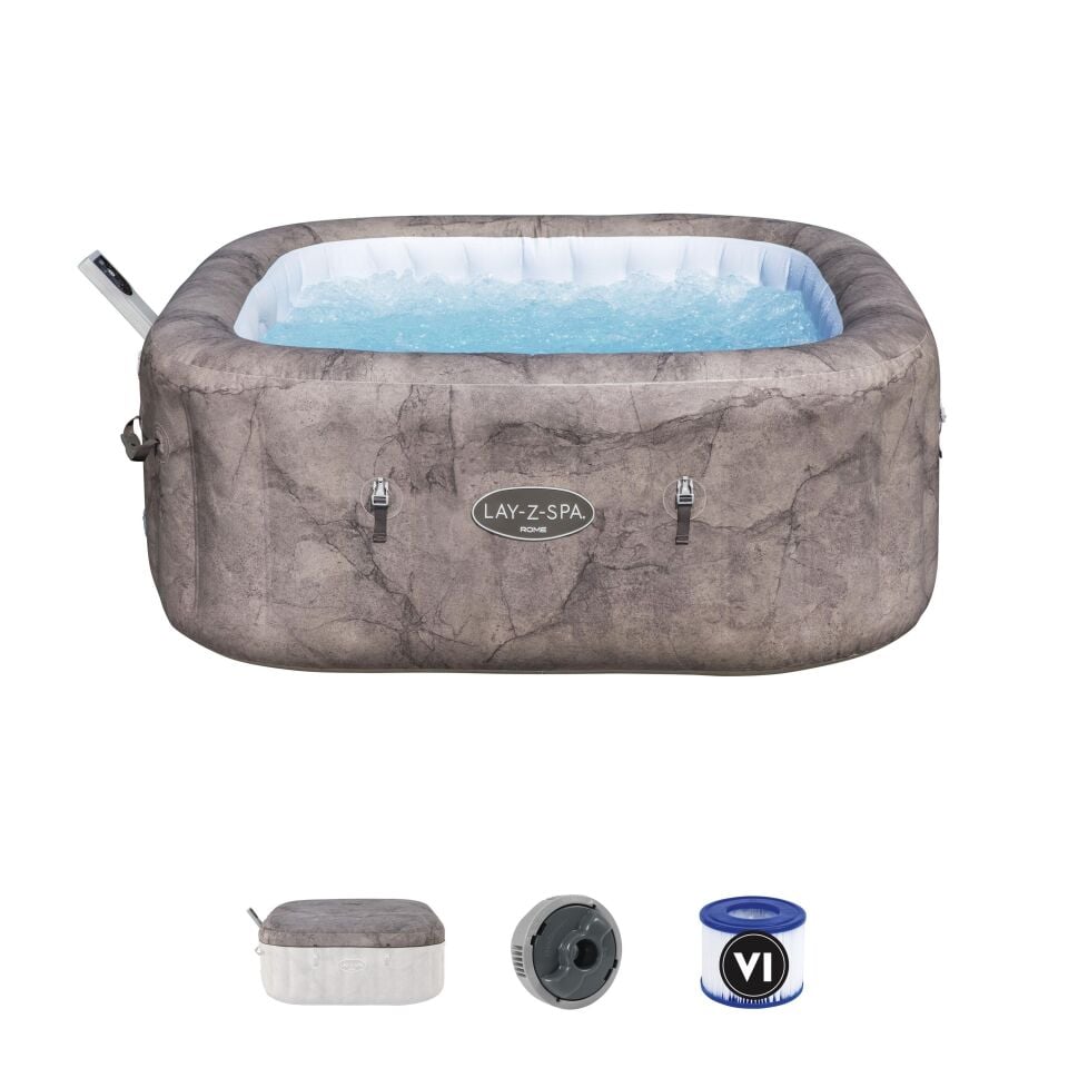 Lay-Z-Spa® 6001K Rome Smart AirJet™ Enerji Tasarruflu Şişme Spa Havuzu, Mobil Uygulama Kontrollü, 4-6 kişilik