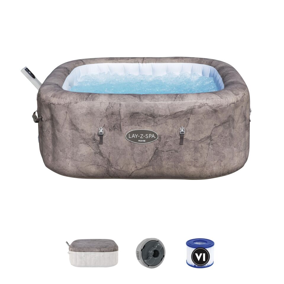 Lay-Z-Spa® Rome Smart AirJet™ Enerji Tasarruflu Şişme Spa Havuzu, Mobil Uygulama Kontrollü, 4-6 kişilik