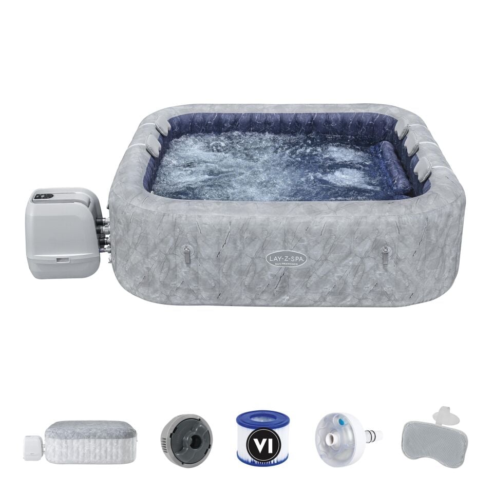 Lay-Z-Spa® 6001Q San Francisco Smart HydroJet Pro™ Enerji Tasarruflu Şişme Spa Havuzu, Mobil Uygulama Kontrollü, 5-7 kişilik
