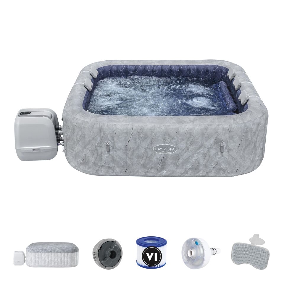 Lay-Z-Spa 6001Q San Francisco Smart HydroJet Pro  Enerji Tasarruflu Şişme Spa Havuzu, Mobil Uygulama Kontrollü, 5-7 kişilik