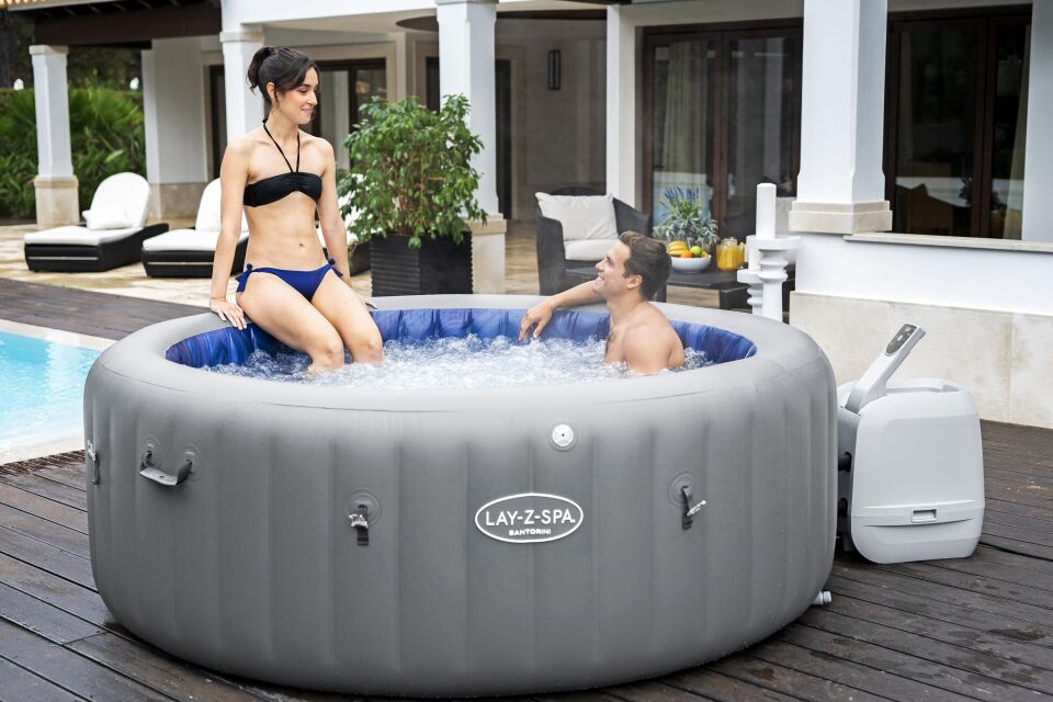 Lay-Z-Spa® Santorini Smart HydroJet Pro™ Enerji Tasarruflu Şişme Spa Havuzu, Mobil Uygulama Kontrollü, 5-7 kişilik